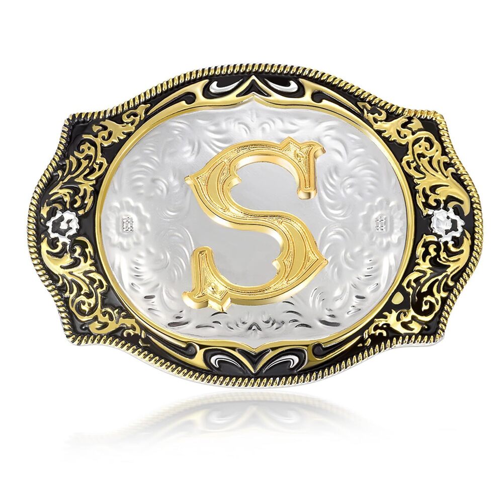 6809 Western Initial Letters Belt Buckle ABCDEFG to XYZ Golden Alphabet